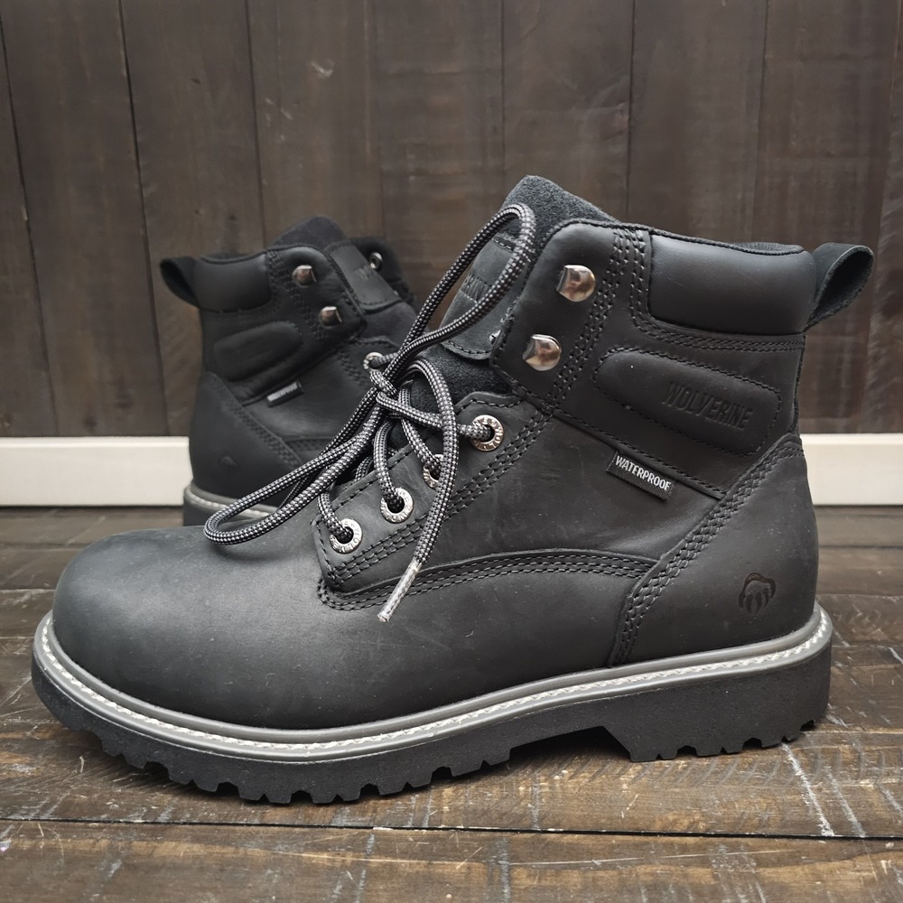 WOLVERINE W10691 Men's Floorhand WP Black Leather Work Boots Size 9M - Picture 8 of 11
